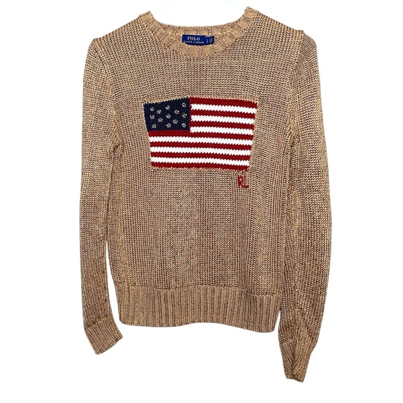 Polo Ralph Lauren Gold American Flag Sweater - Picture 2 of 11